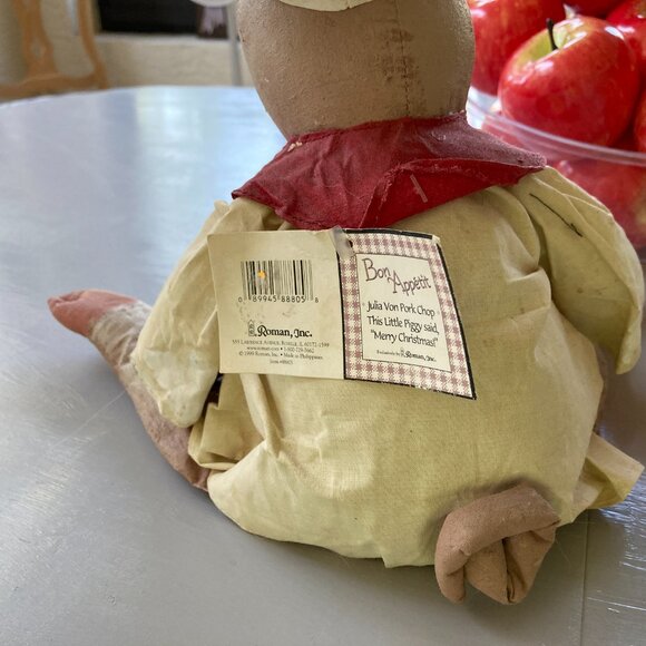 CHRISTMAS PIG CHEF 1999 23" Handpainted Paper Mache  Stuffed Display Doll RARE - Picture 7 of 11